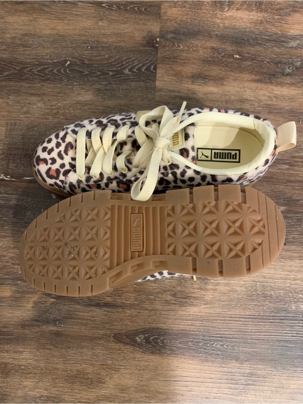 Puma Women's Leopard Print Suede Sneakers in Cream - Picture 4 of 5